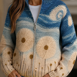 Yolanda | Quilted Zip-Up Cardigan, Dandelion Field