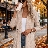Harlow | Ribbed Knit Cardigan in Oat with Button Tab