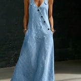 Vera | Long Button-Up Denim Dress
