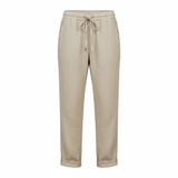 Women's Cotton-Blend Trousers with Elastic Waist and Fitted Pencil Cut