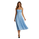Women's Jacquard Evening Maxi Dress with Spaghetti Straps