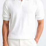 Ribbed Cotton Short-Sleeve Polo for Men – Elegant & Timeless