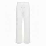 Crochet-Knit Beach Trousers with Elastic Waist for Women