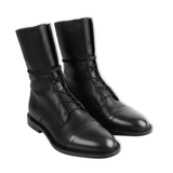 Women's Mid-Calf Two-Tone Lace-Up Boots with Reinforced Toe and Rubber Sole