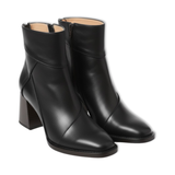 Women's Soft Leather Boots with Thick Square Heel and Side Zip