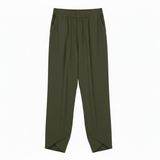 High-Waisted Ankle-Length Wide-Leg Trousers in Linen Blend with Elastic Waist for Women