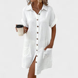 Short-Sleeved Flowing Dress