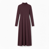 Fitted Long-Sleeved Maxi Dress with High Roll Neck