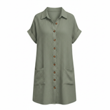 Women's Relaxed-Fit Jersey Dress, Knee Length, V-Neck with Practical Pockets