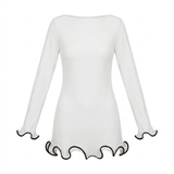 Fitted Short Dress with Long Sleeves and Contrast Ruffle Hem