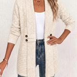 Rosalie | Ribbed Knit Cardigan in Cream with Buttons