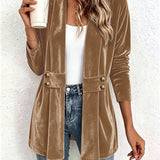 Sutton | Camel Velvet Cardigan with Button Tab