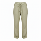 Women's Cotton-Blend Trousers with Elastic Waist and Fitted Pencil Cut