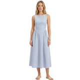 Sleeveless Vertical Stripe Maxi Dress with High Neck for Women