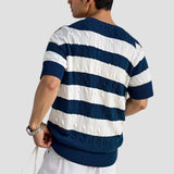 Men's Short-Sleeve Striped Jumper – Elegant & Comfortable