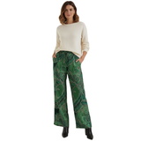 Wide-Leg Trousers with Paisley Print and Elasticated High Waist for Women