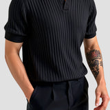 Ribbed Cotton Short-Sleeve Polo for Men – Elegant & Timeless