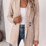 Harlow | Ribbed Knit Cardigan in Oat with Button Tab