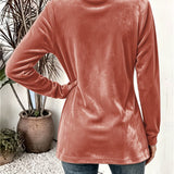 Sienna | Rust Velvet Cardigan with Button Tab
