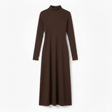 Fitted Long-Sleeved Maxi Dress with High Roll Neck