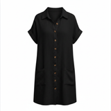 Women's Relaxed-Fit Jersey Dress, Knee Length, V-Neck with Practical Pockets