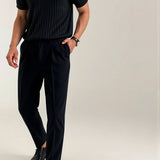 Ribbed Cotton Short-Sleeve Polo for Men – Elegant & Timeless
