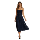 Women's Jacquard Evening Maxi Dress with Spaghetti Straps