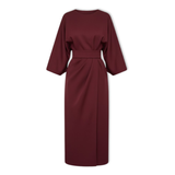 Women's Long Dress with Batwing Sleeves and Defined Waist, Flowing Silhouette