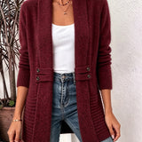 Marlowe | Burgundy Ribbed Knit Cardigan with Button