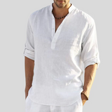 Atlleb | Lightweight Linen Shirt with Relaxed V-Neck