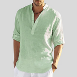 Atlleb | Lightweight Linen Shirt with Relaxed V-Neck