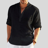 Atlleb | Lightweight Linen Shirt with Relaxed V-Neck