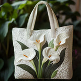 Artisan Quilted Bag - White Arum Lilies