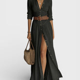 Amélia — Elegant Maxi Dress with Collar