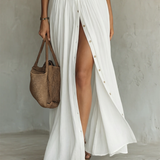 Helenia | Long Maxi Dress with Cutaway Collar and Long Sleeves for Women