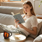 3D Handcrafted Halloween Mug – with Witch and Cat Design
