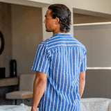 Charles | Men's Striped Linen Shirt with Stand Collar