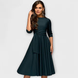 Ana - Elegant Midi Dress with Tie Belt