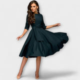 Ana - Elegant Midi Dress with Tie Belt