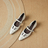 Quenby | Pointed Lattice-Cutout Mary Jane Flat
