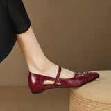 Quenby | Pointed Lattice-Cutout Mary Jane Flat