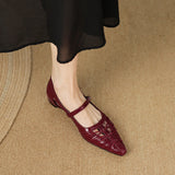 Quenby | Pointed Lattice-Cutout Mary Jane Flat