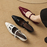 Quenby | Pointed Lattice-Cutout Mary Jane Flat