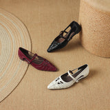 Quenby | Pointed Lattice-Cutout Mary Jane Flat