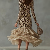 Olga – Leopard Print Midi Dress