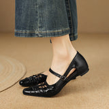 Quenby | Pointed Lattice-Cutout Mary Jane Flat