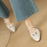 Quenby | Pointed Lattice-Cutout Mary Jane Flat