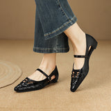 Quenby | Pointed Lattice-Cutout Mary Jane Flat