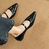Quenby | Pointed Lattice-Cutout Mary Jane Flat