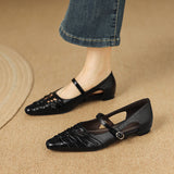 Quenby | Pointed Lattice-Cutout Mary Jane Flat